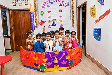 Festival celebrations and cultural learning activities for students dressed in traditional attire.