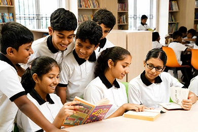 Reading and literary activities for high school students in Vanagaram reading books.