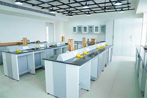 Practical physics laboratory equipped with apparatus for hands-on student experiments.