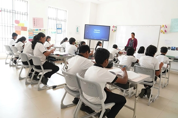 Smart classrooms for interactive CBSE learning and education with students and a teacher.