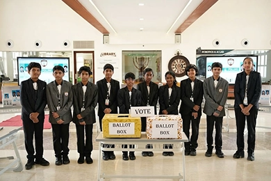 Students participating in a school election to develop leadership skills