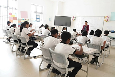 Students following a classroom routine that supports organization and time management