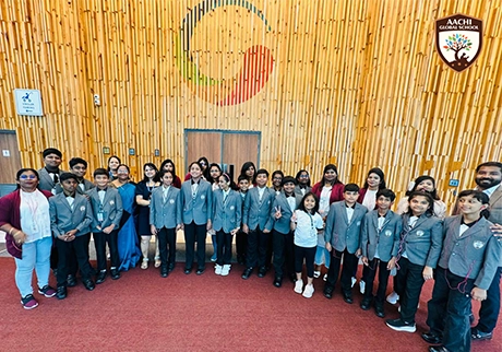 School students and teachers visiting Singapore during an international school trip abroad