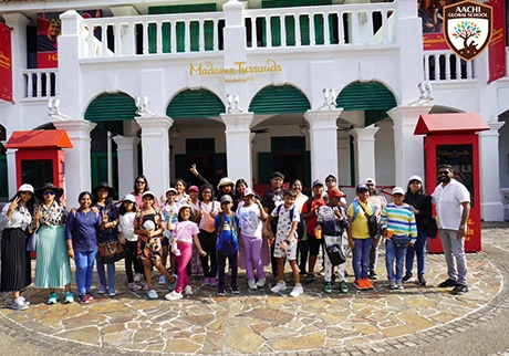 School students visiting Madame Tussauds Singapore during an international educational trip