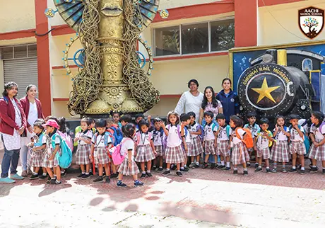 Students enjoying educational and recreational activities during a school theme park visit