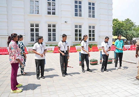 Students participating in safety training activities for school awareness and preparedness
